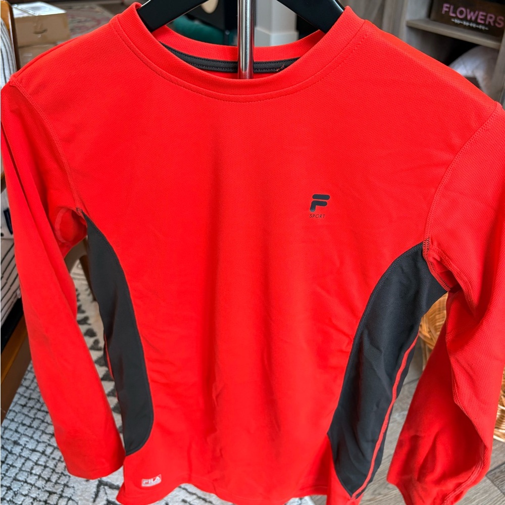 Fila Kids Red and Black Long Sleeve Tee